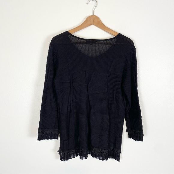 Antthony Originals Black Floral Texture Lace Trim Stretch Sz M Whimsygoth Witchy - Picture 2 of 9